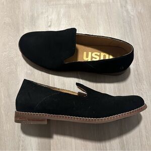 Hush Puppies Black Suede Loafer Flats Shoes Sz 7